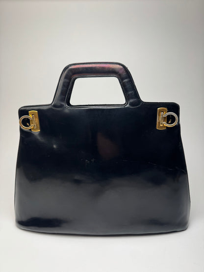 Vintage  Salvatore Ferragamo Patent Leather Bag Black