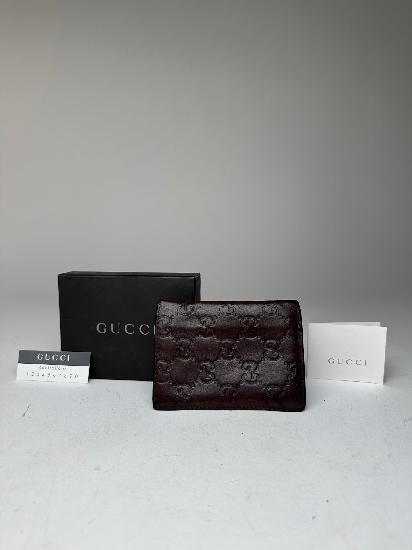 Vintage Gucci Monogram Leather Card Holder Brown