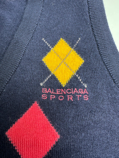 Vintage Balenciaga Sports Wool Sweater Vest Navy M