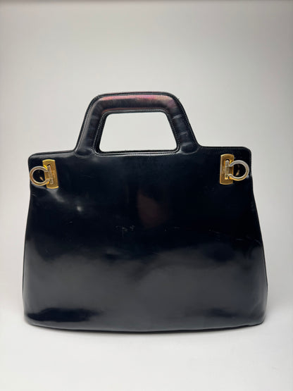 Vintage  Salvatore Ferragamo Patent Leather Bag Black