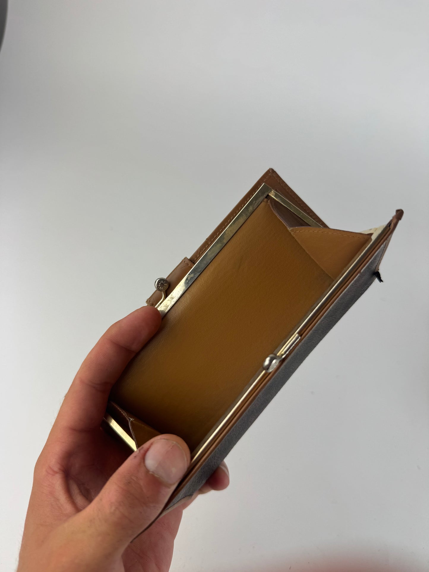 Vintage Celine Paris Triomphe Monogram Leather wallet brown