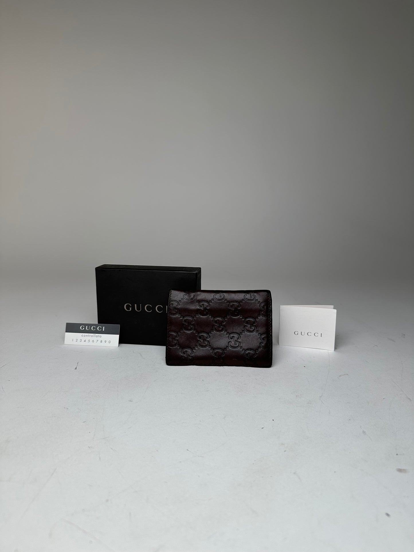 Vintage Gucci Monogram Leather Card Holder Brown
