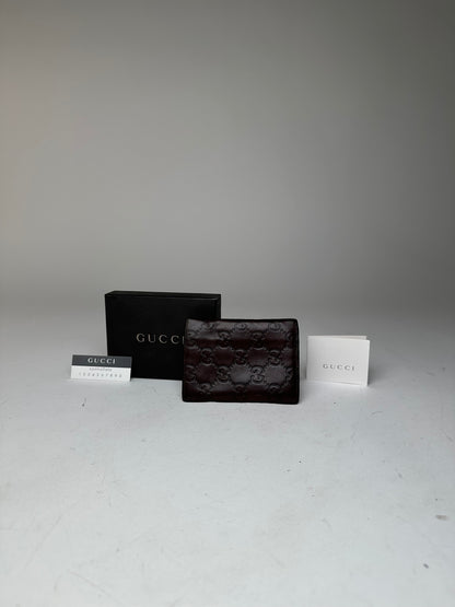 Vintage Gucci Monogram Leather Card Holder Brown