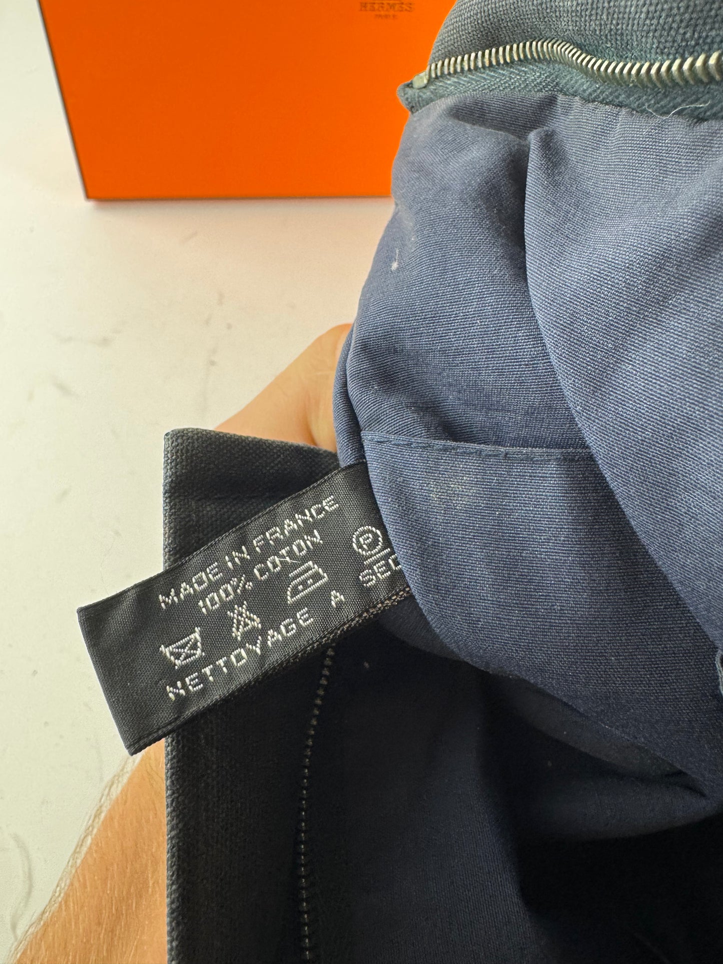 Vintage Hermes Canvas Clutch Navy Red