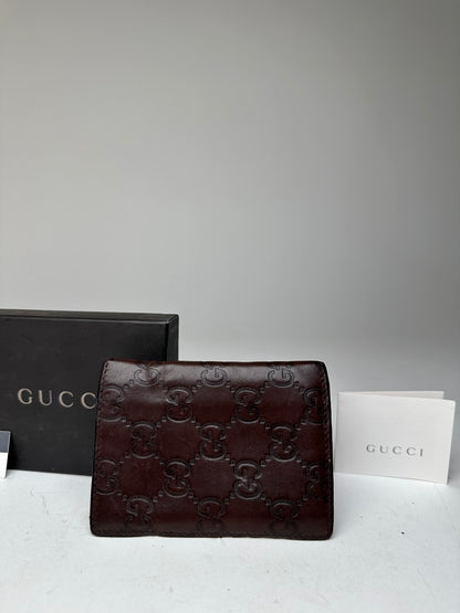 Vintage Gucci Monogram Leather Card Holder Brown