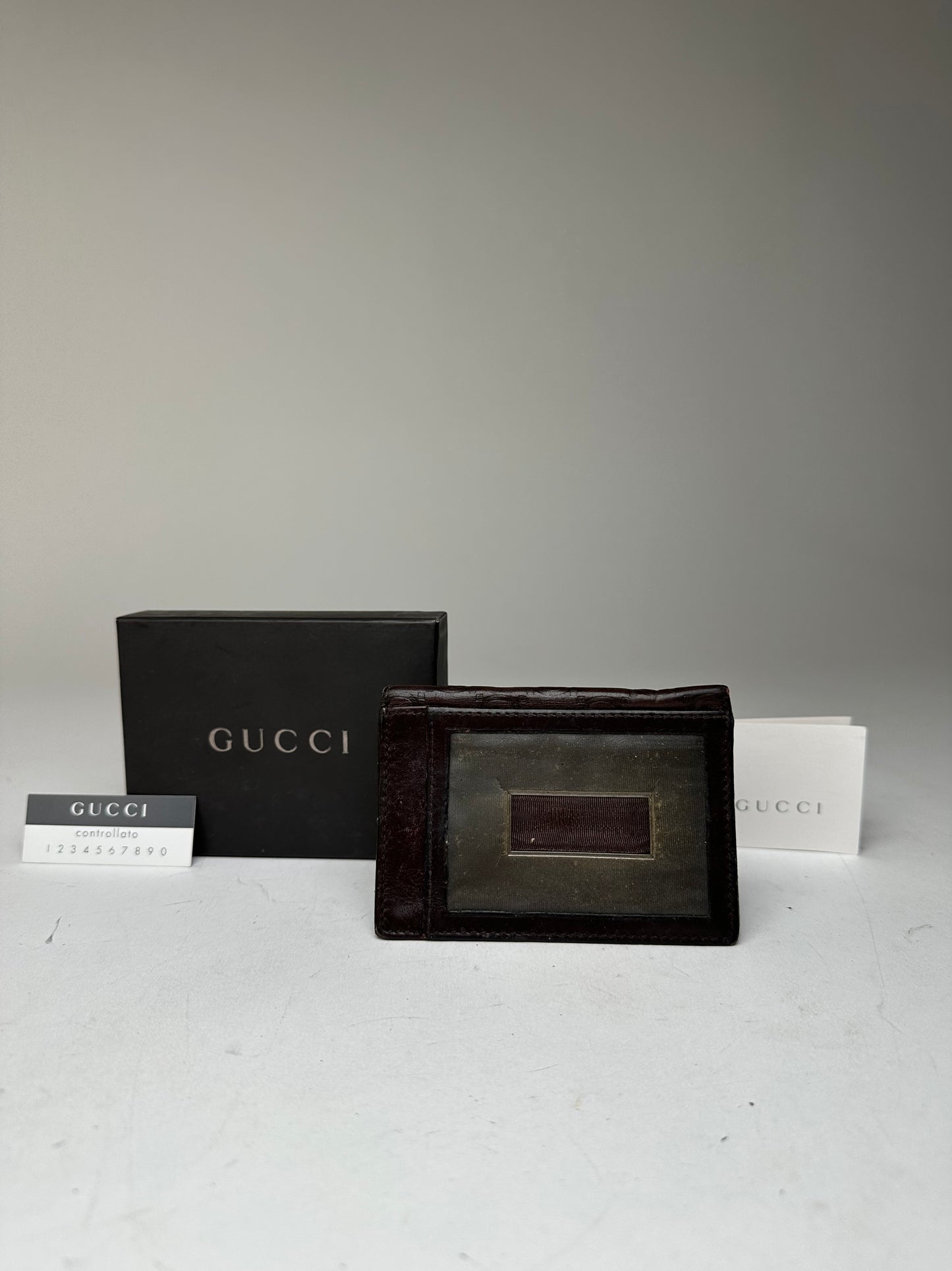 Vintage Gucci Monogram Leather Card Holder Brown