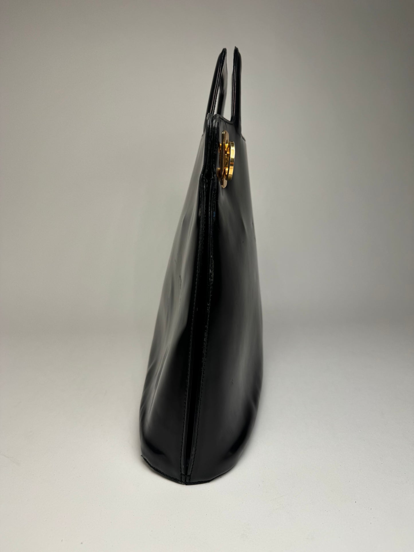 Vintage  Salvatore Ferragamo Patent Leather Bag Black