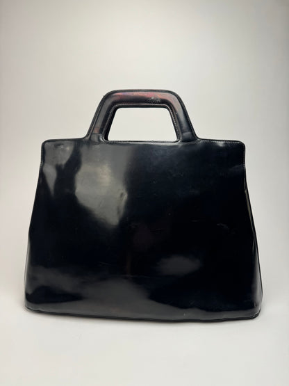 Vintage  Salvatore Ferragamo Patent Leather Bag Black