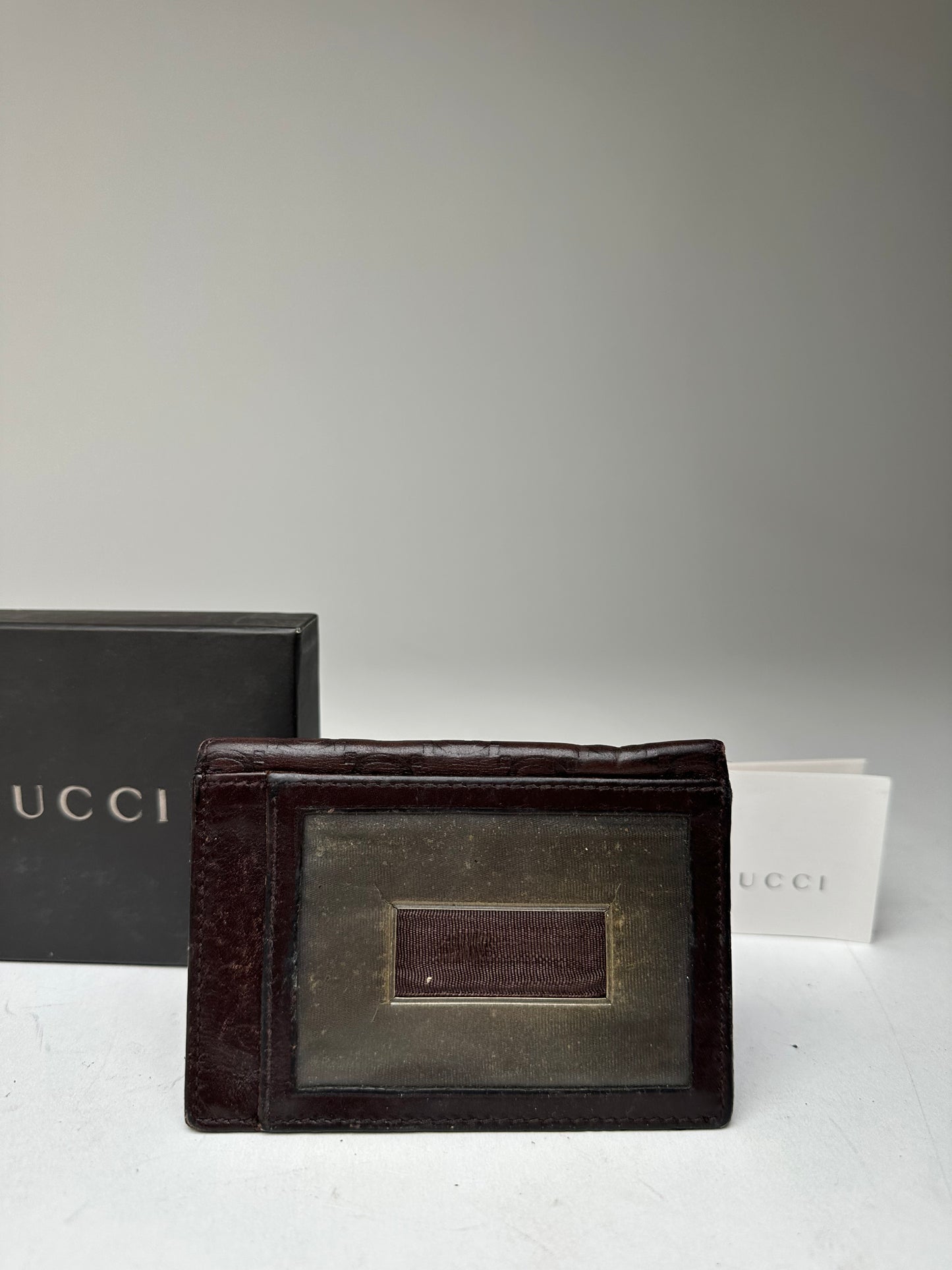 Vintage Gucci Monogram Leather Card Holder Brown