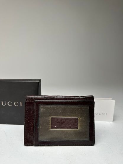 Vintage Gucci Monogram Leather Card Holder Brown
