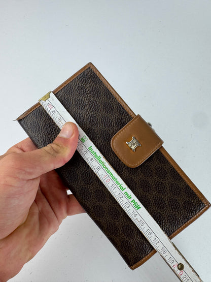 Vintage Celine Paris Triomphe Monogram Leather wallet brown