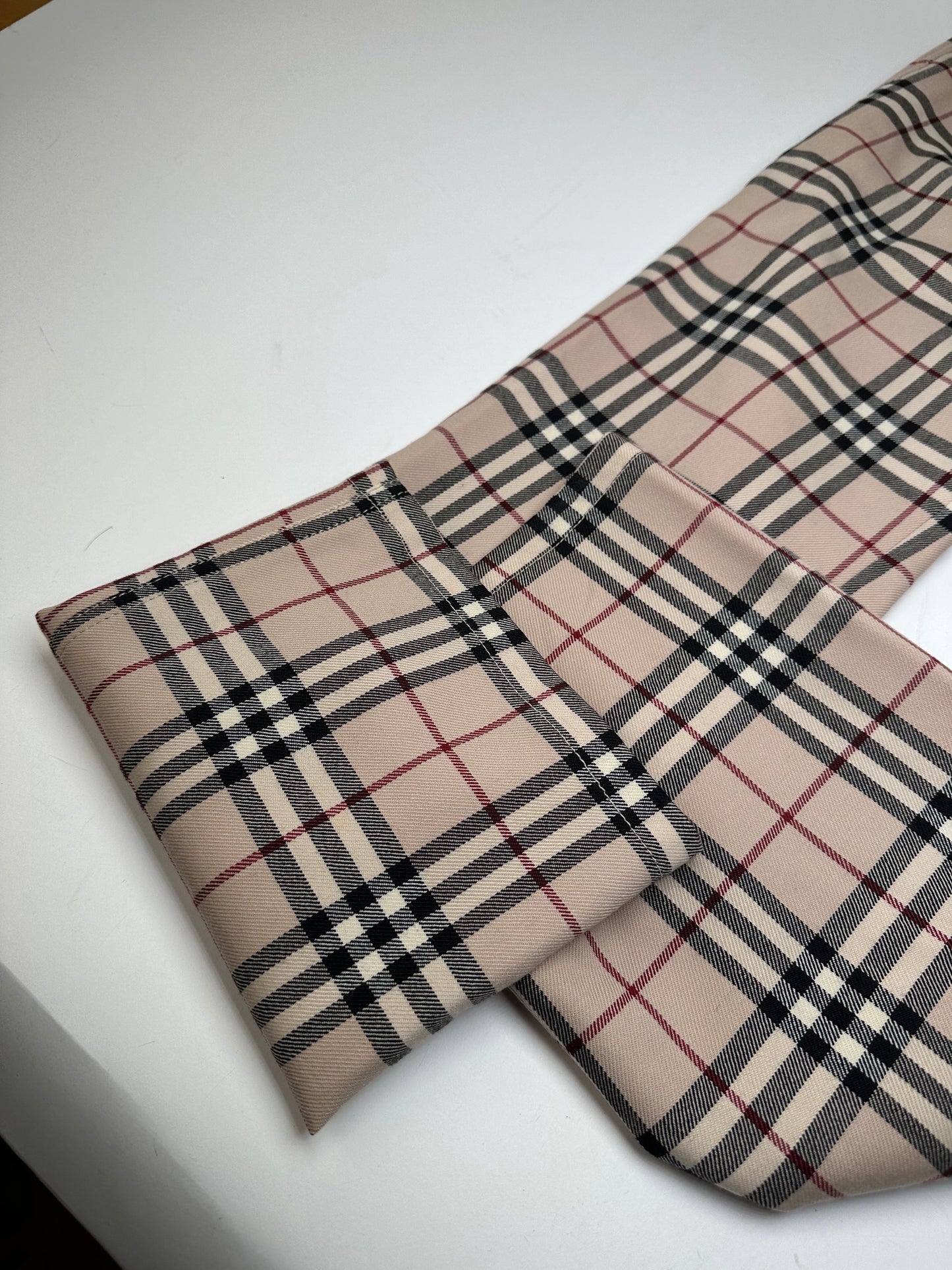 Vintage Burberry Nova Check Wool Flared Trousers Beige XS