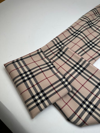Vintage Burberry Nova Check Wool Flared Trousers Beige XS