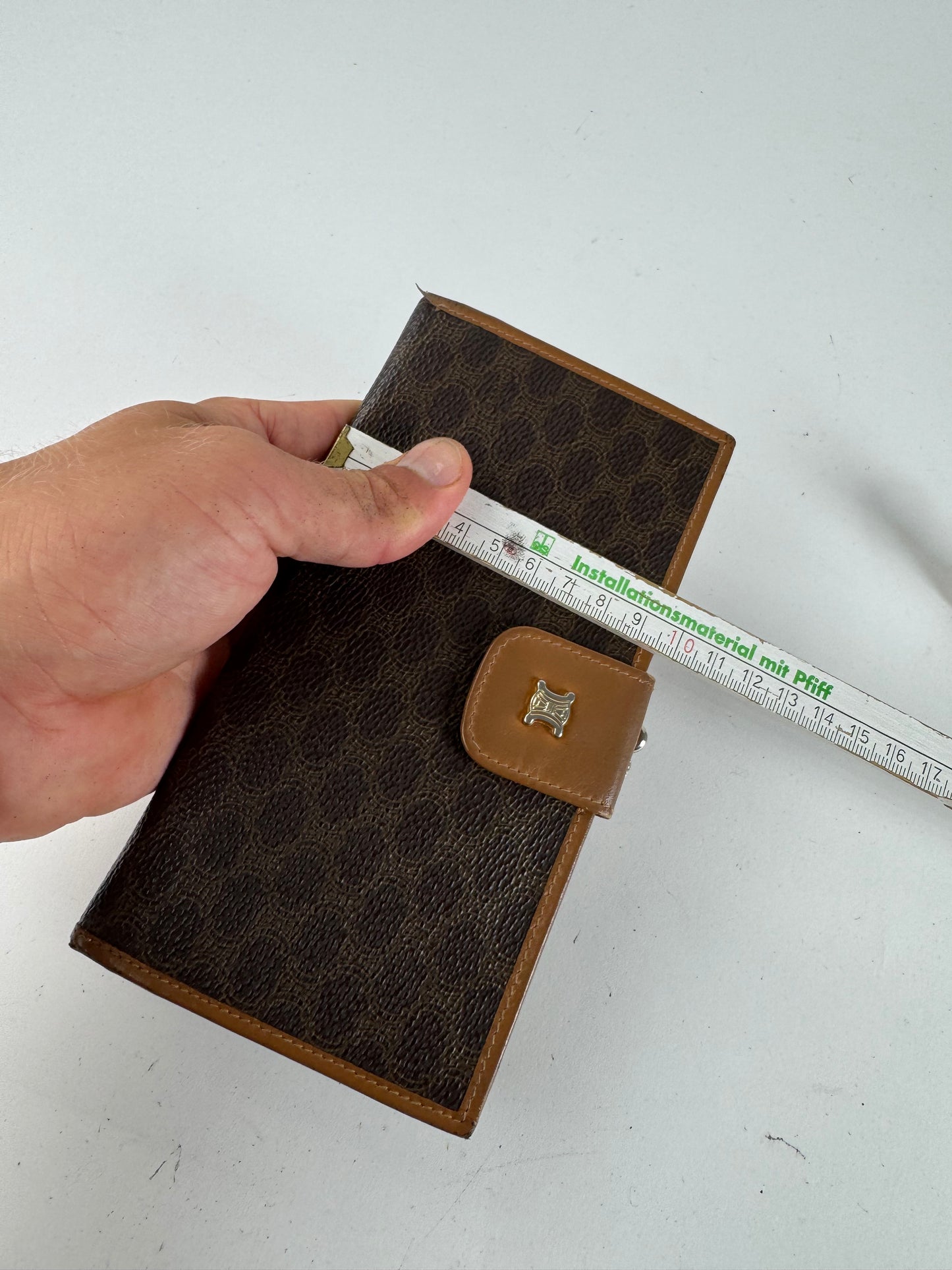 Vintage Celine Paris Triomphe Monogram Leather wallet brown