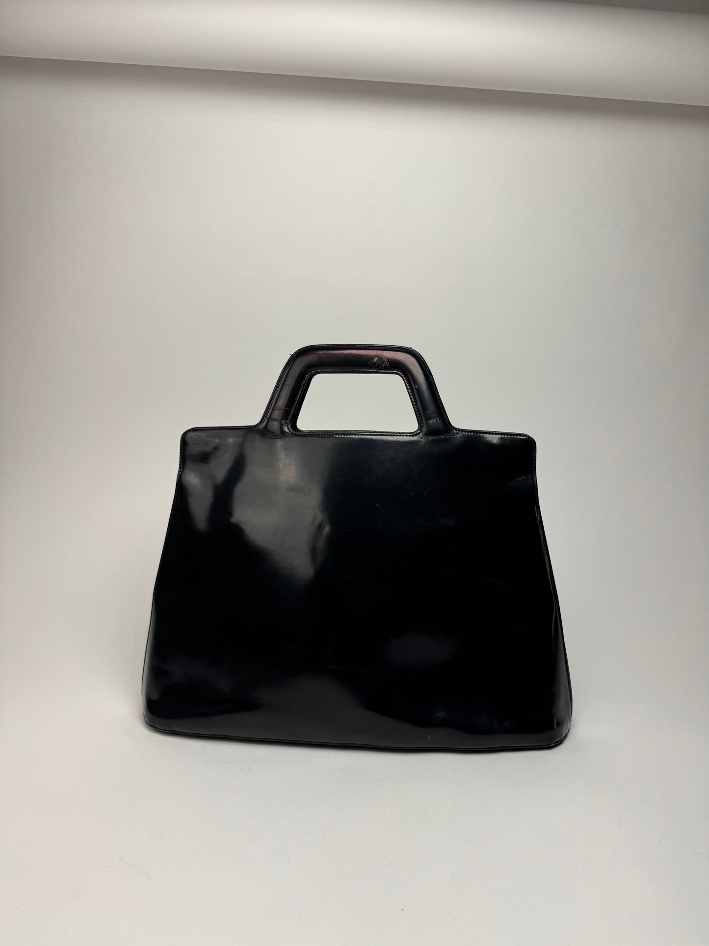 Vintage  Salvatore Ferragamo Patent Leather Bag Black