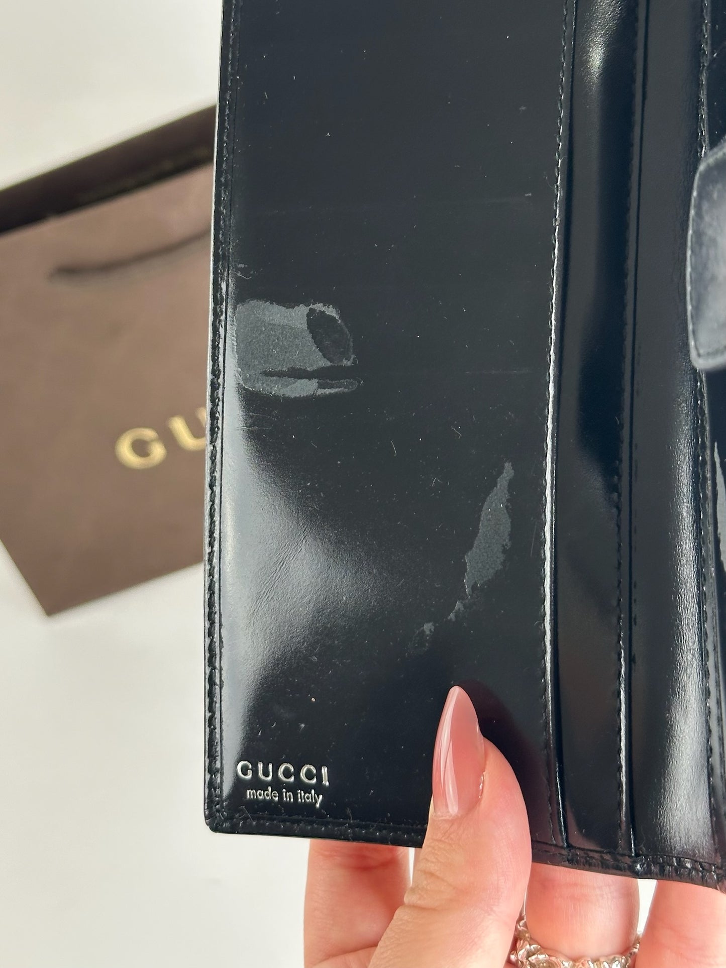 Vintage Gucci Patent Leather Wallet black