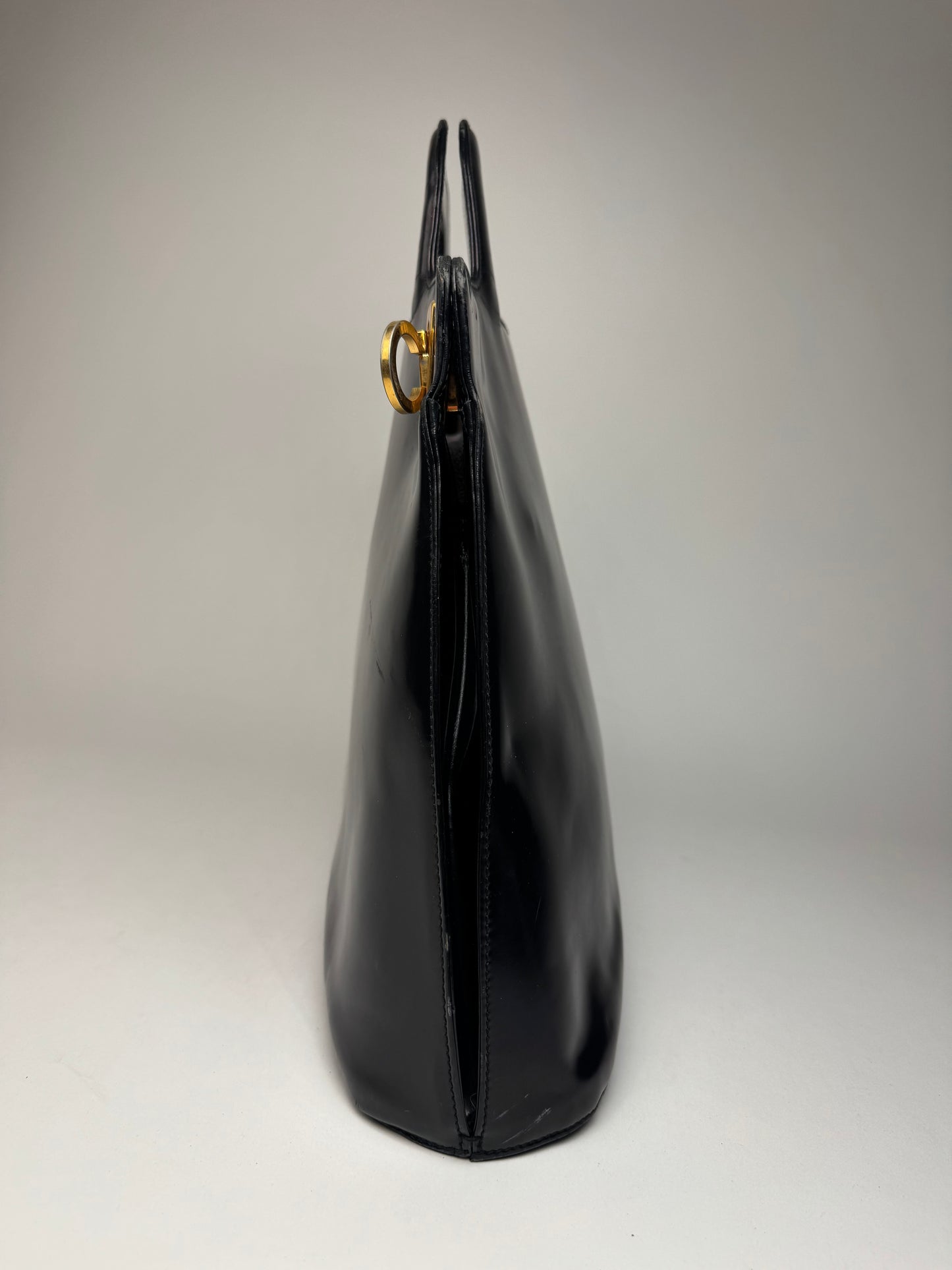 Vintage  Salvatore Ferragamo Patent Leather Bag Black