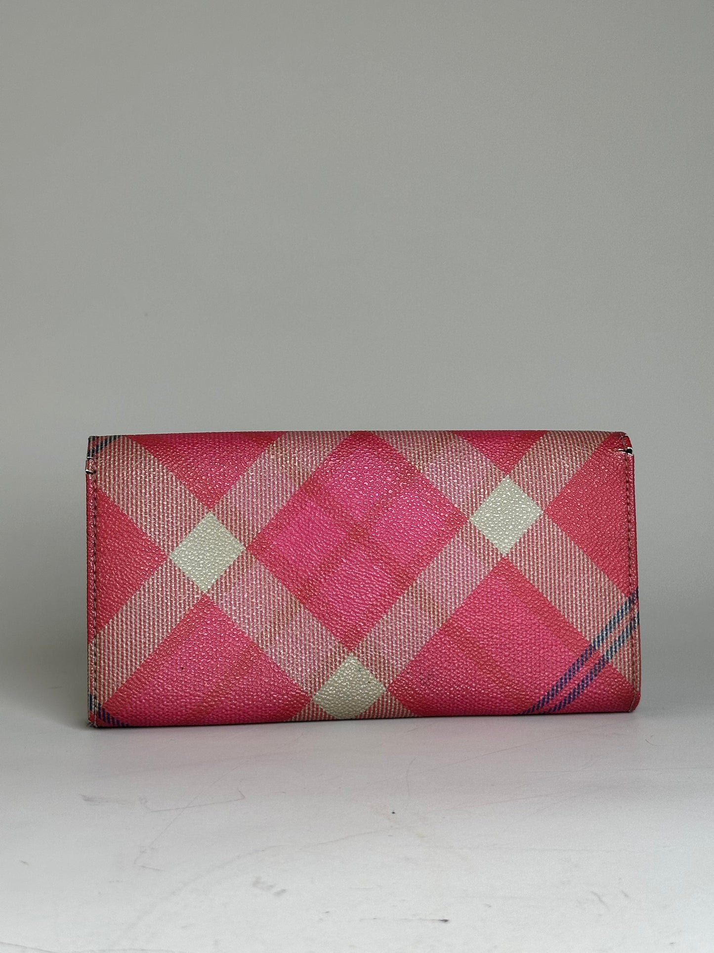 Vintage Vivienne Westwood Check Coated Canvas Wallet Pink Cream