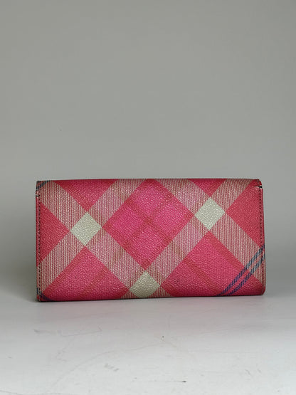 Vintage Vivienne Westwood Check Coated Canvas Wallet Pink Cream