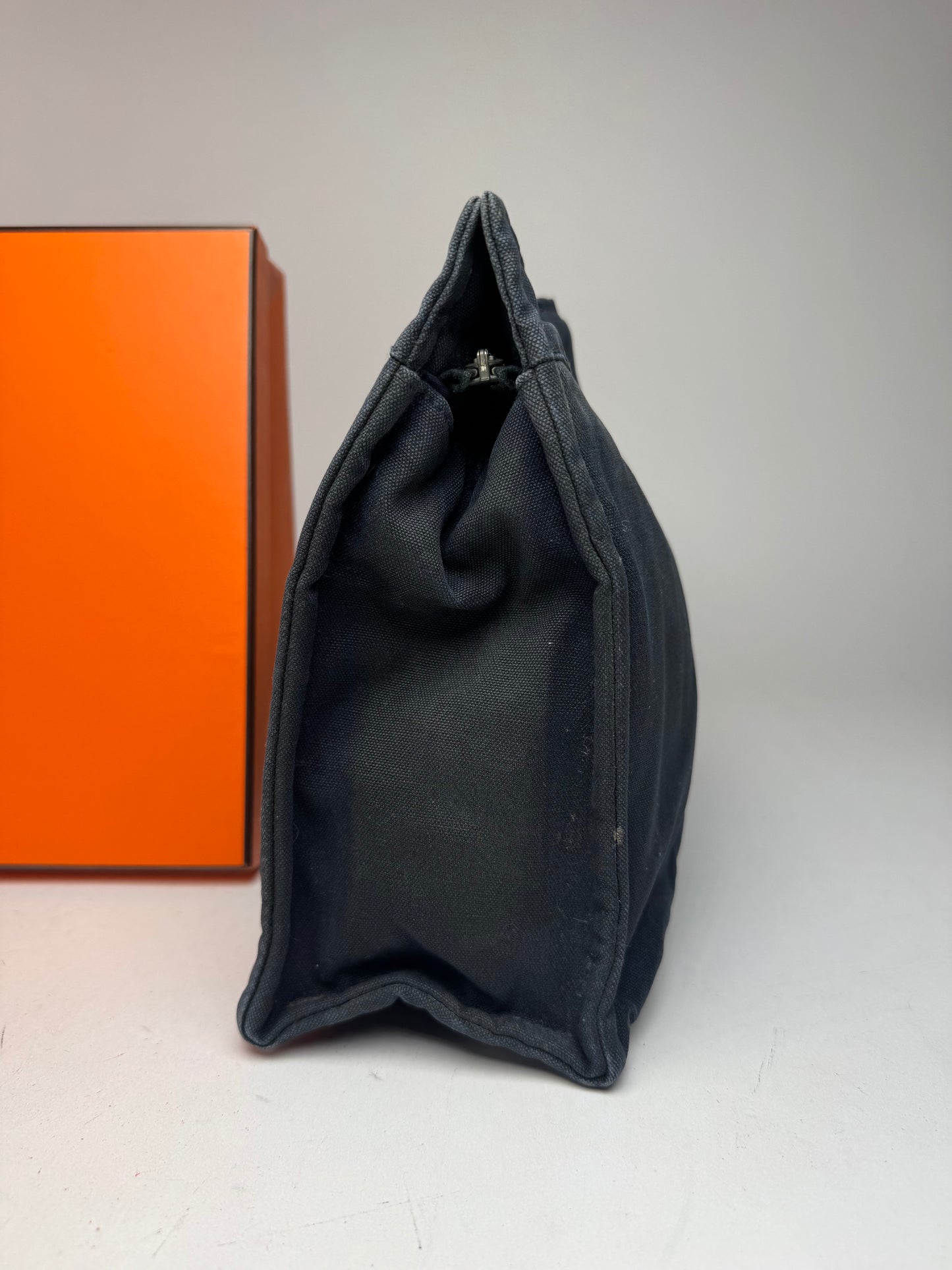 Vintage Hermes Canvas Clutch Navy Red