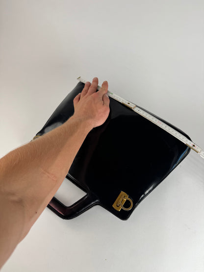 Vintage  Salvatore Ferragamo Patent Leather Bag Black