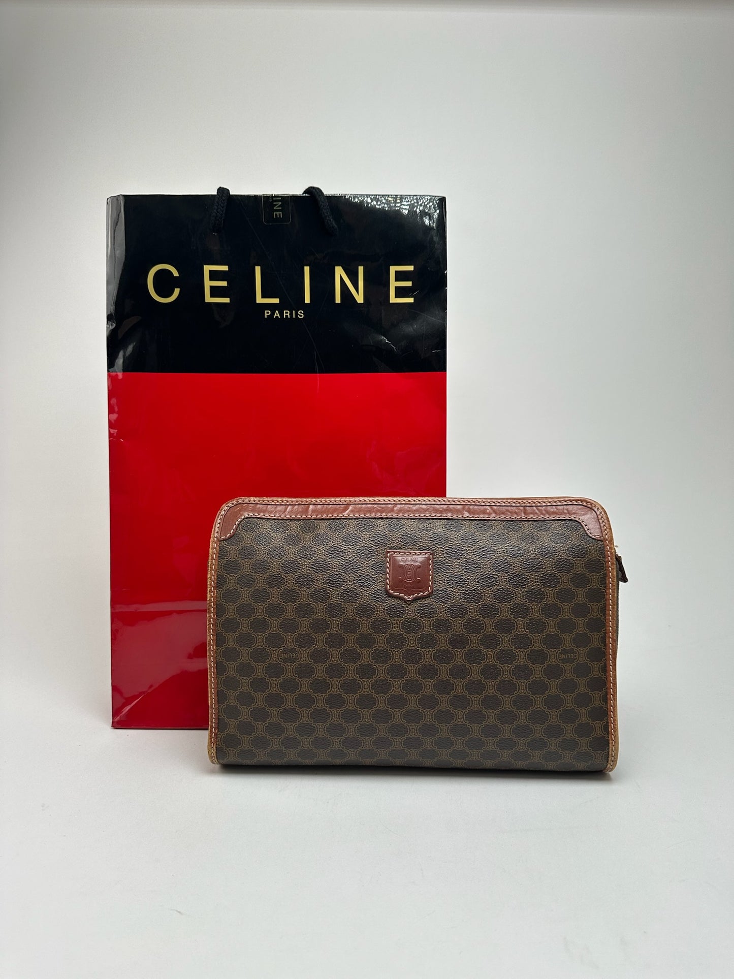 Vintage Celine Paris leather clutch brown