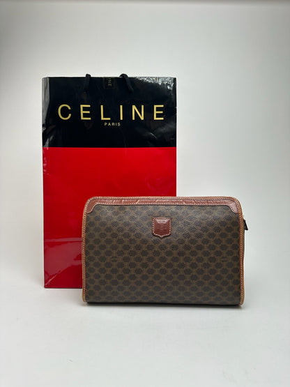 Vintage Celine Paris leather clutch brown