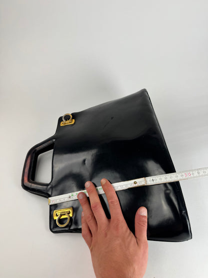 Vintage  Salvatore Ferragamo Patent Leather Bag Black