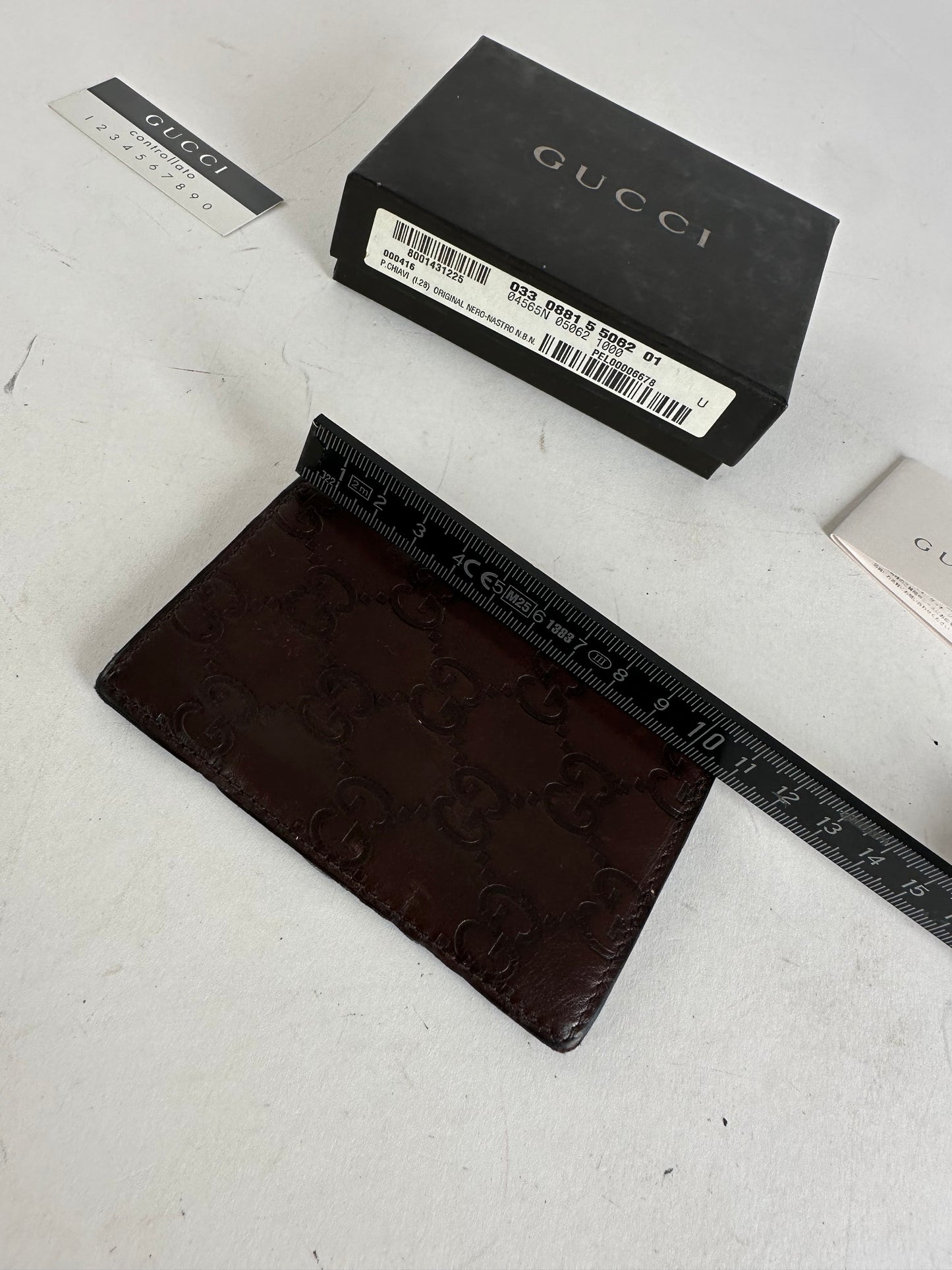 Vintage Gucci Monogram Leather Card Holder Brown