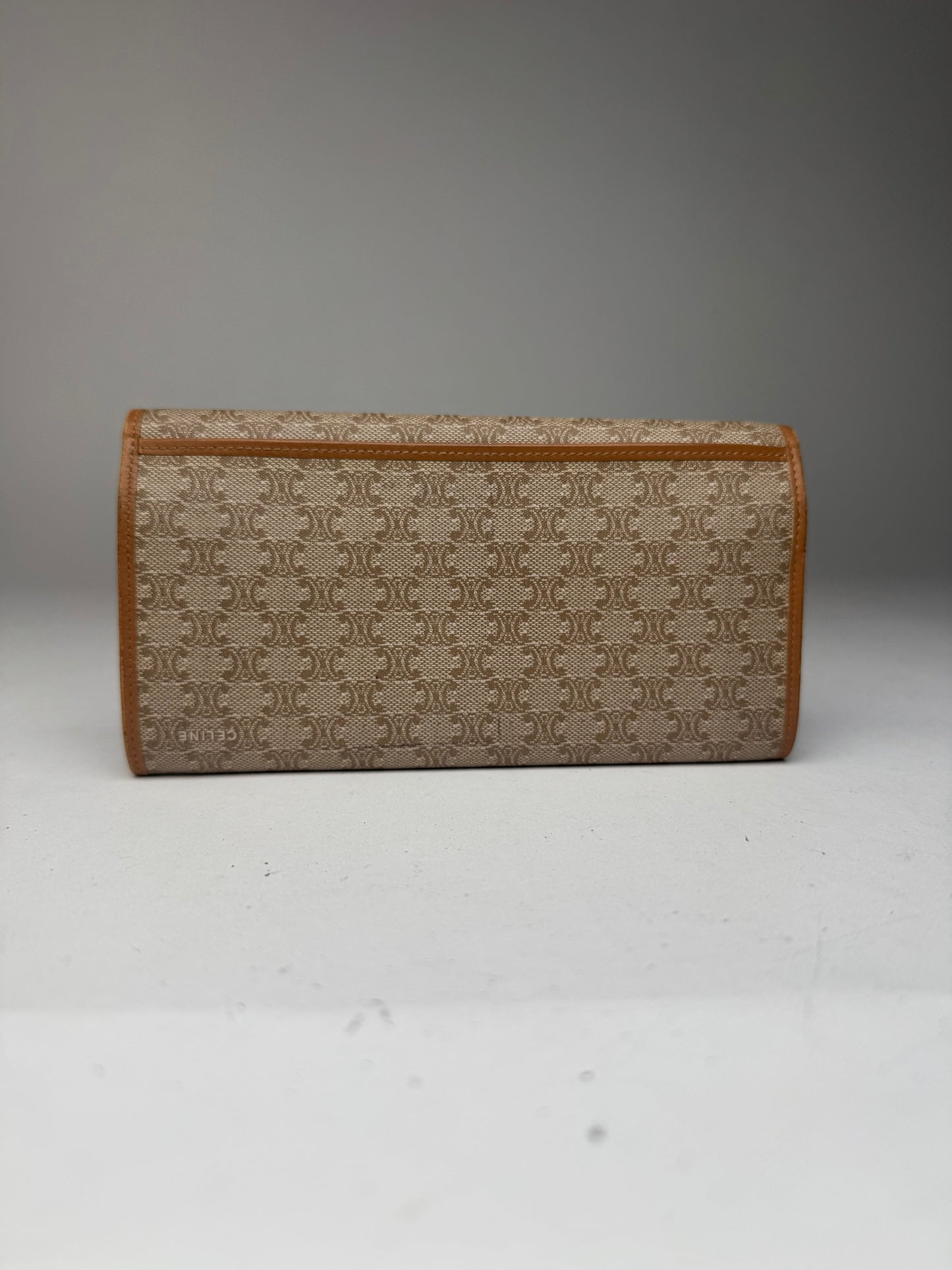 Vintage Celine Paris Triomphe monogram leather wallet beige