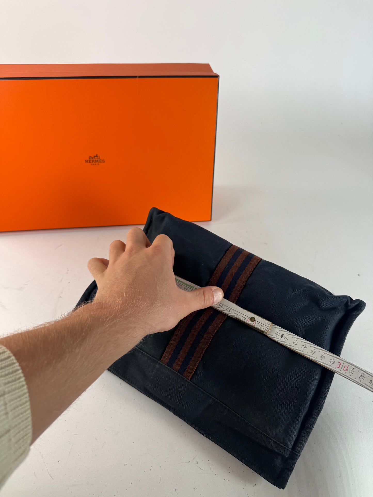 Vintage Hermes Canvas Clutch Navy Red
