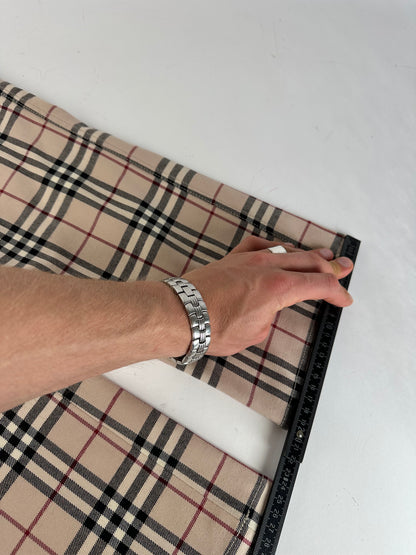 Vintage Burberry Nova Check Wool Flared Trousers Beige XS