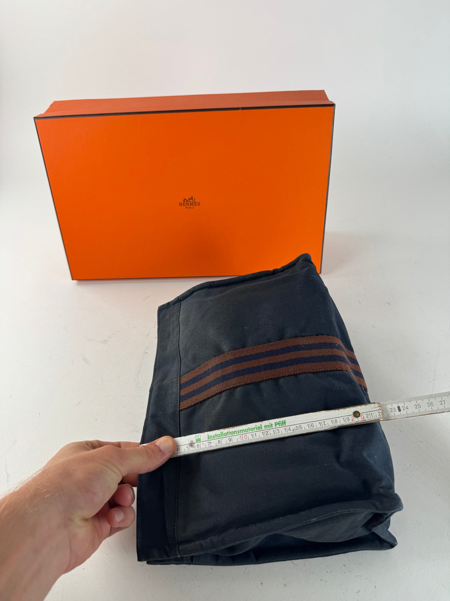 Vintage Hermes Canvas Clutch Navy Red