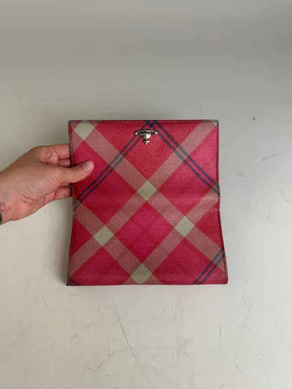 Vintage Vivienne Westwood Check Coated Canvas Wallet Pink Cream