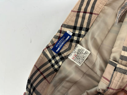 Vintage Burberry Nova Check Wool Flared Trousers Beige XS