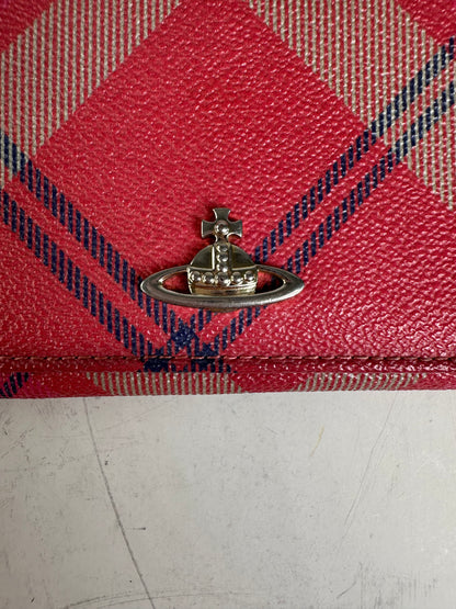 Vintage Vivienne Westwood Check Coated Canvas Wallet Pink Cream
