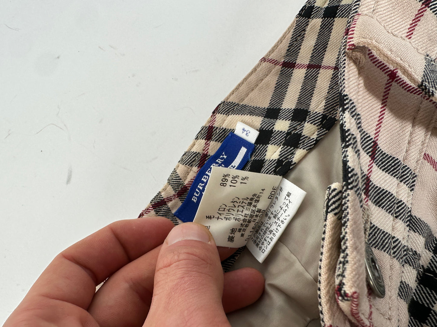 Vintage Burberry Nova Check Wool Flared Trousers Beige XS