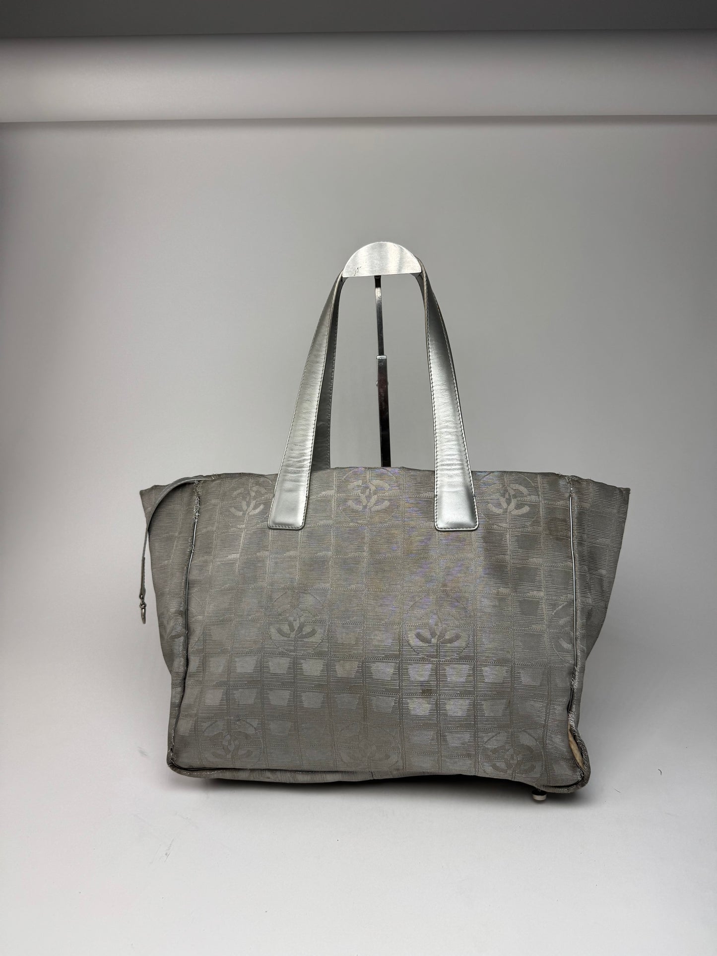 Vintage Chanel New Travel Line monogram Tote bag Silver