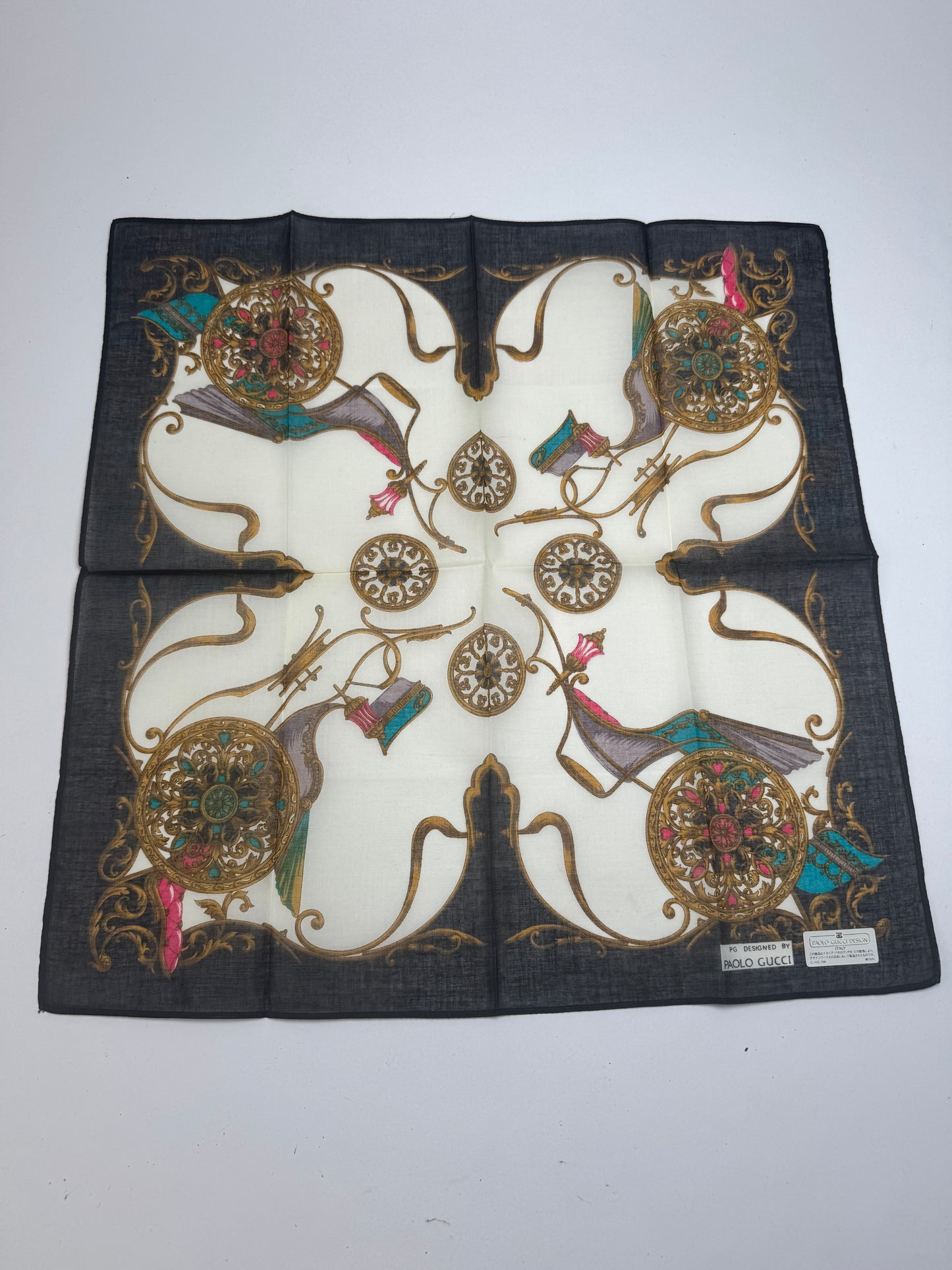 Vintage Gucci Scarf Navy white