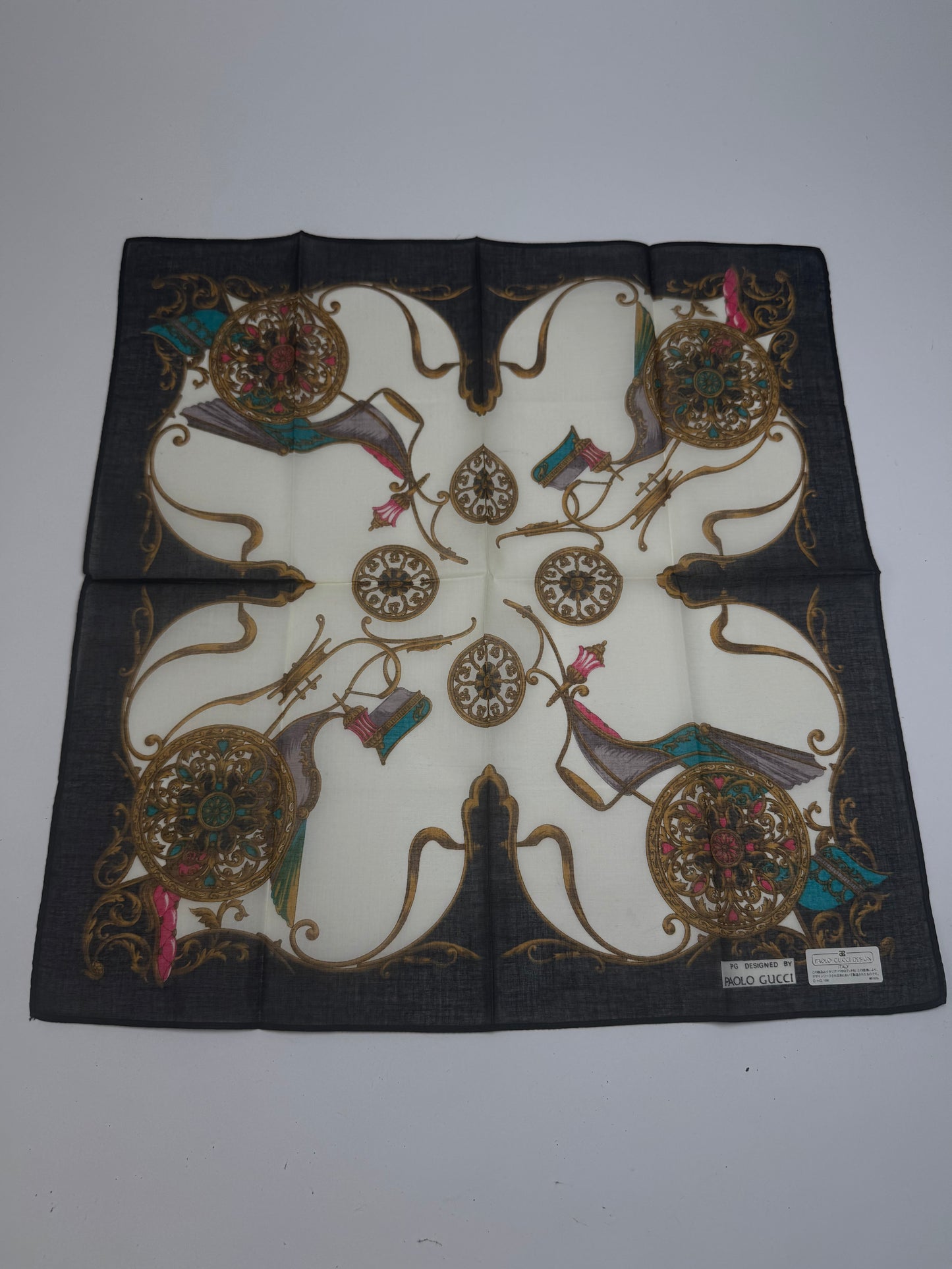 Vintage Gucci Scarf Navy white