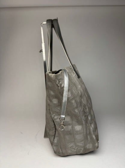 Vintage Chanel New Travel Line monogram Tote bag Silver