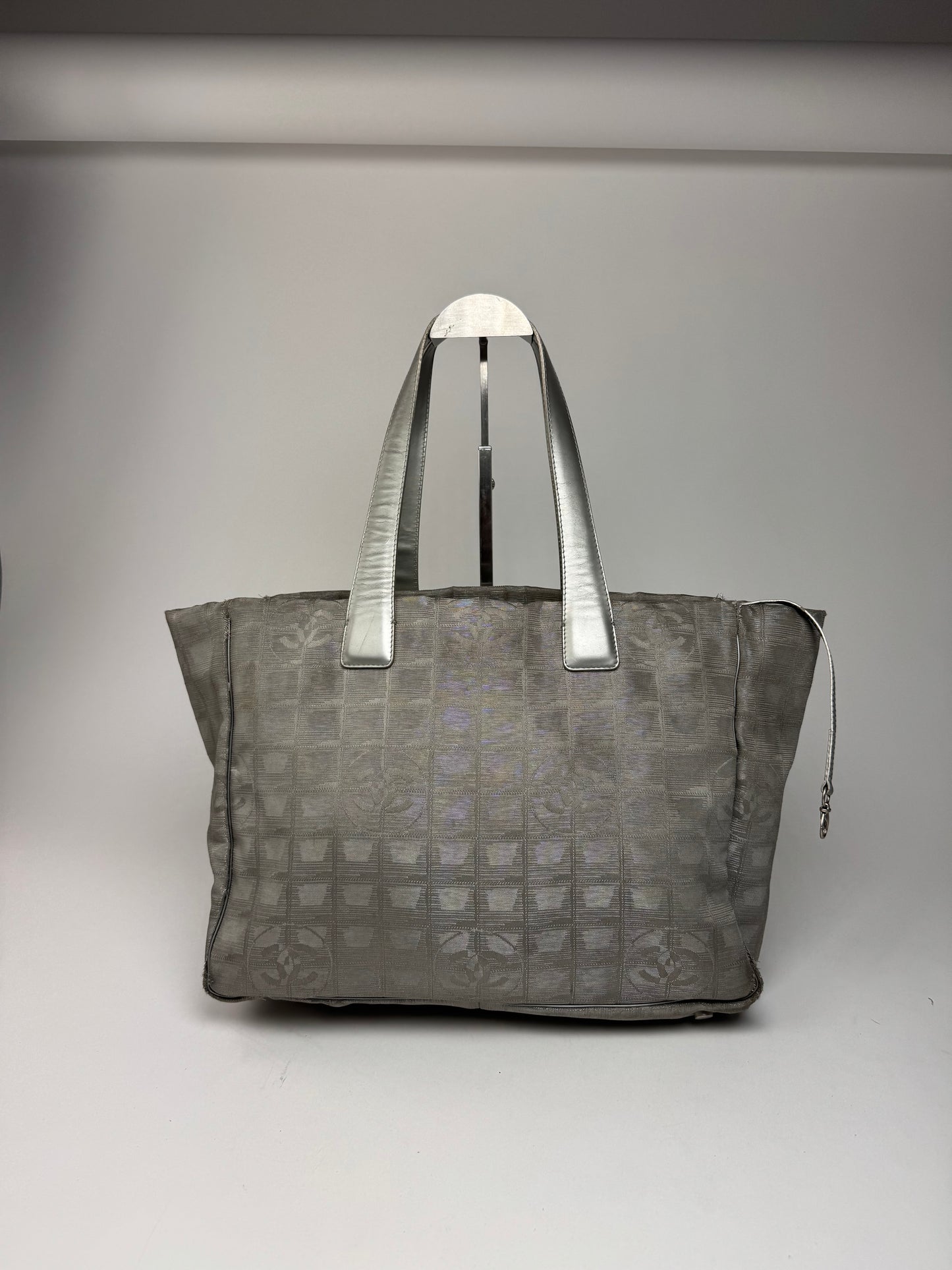 Vintage Chanel New Travel Line monogram Tote bag Silver