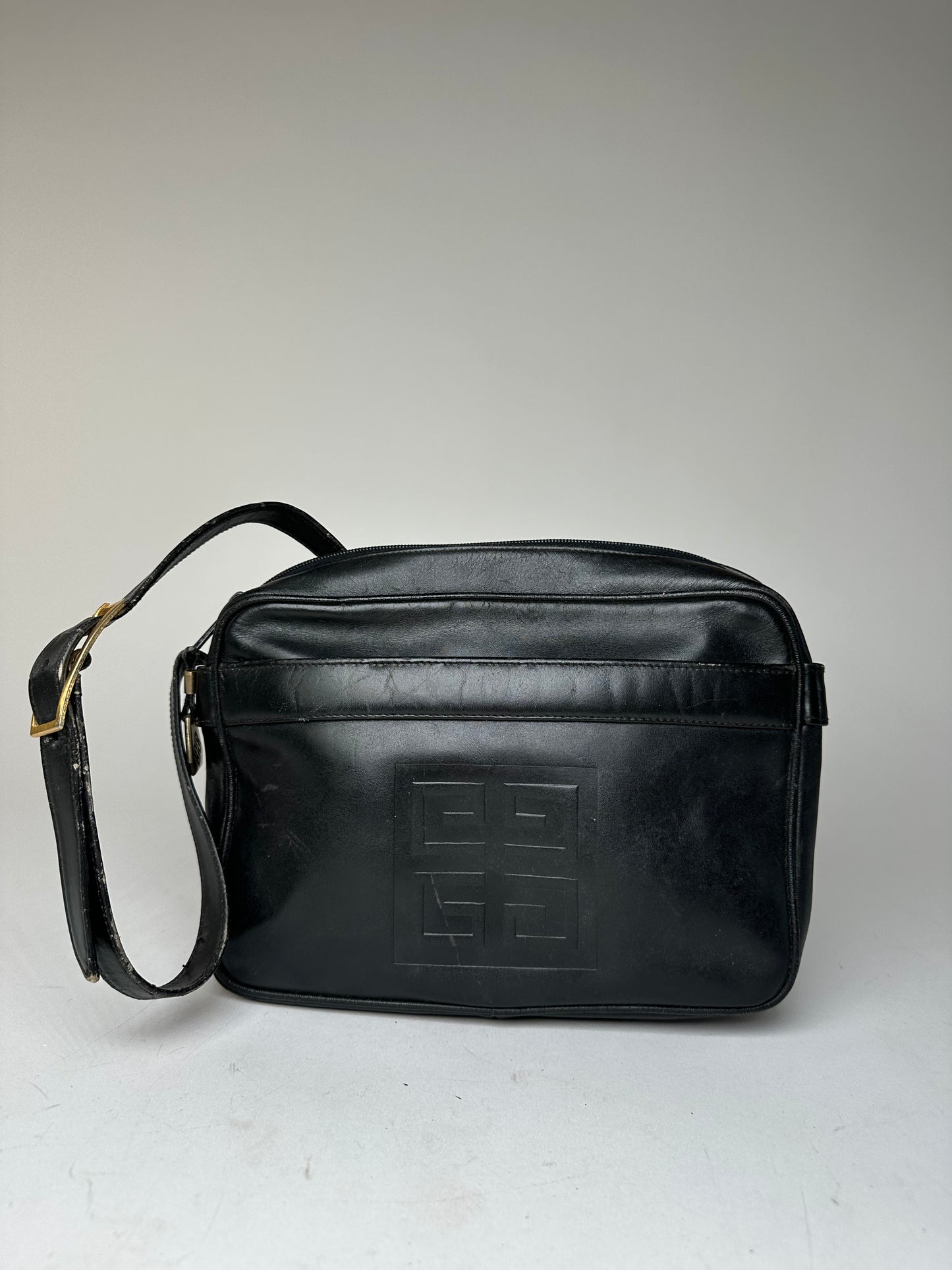Vintage Givenchy Leather Shoulder Bag Black