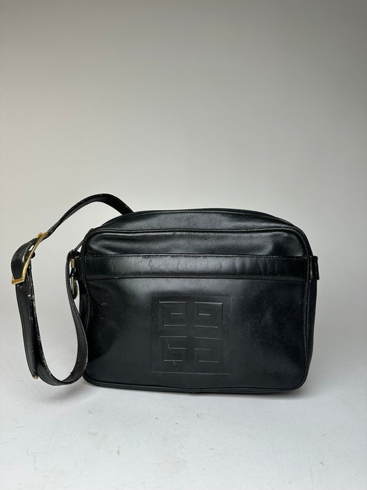 Vintage Givenchy Leather Shoulder Bag Black