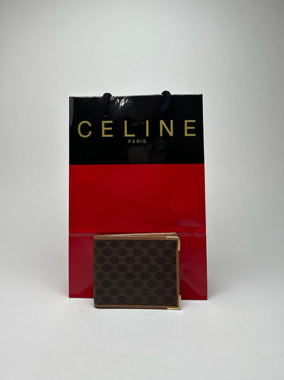 Vintage Celine Paris foldable monogram leather card holder brown