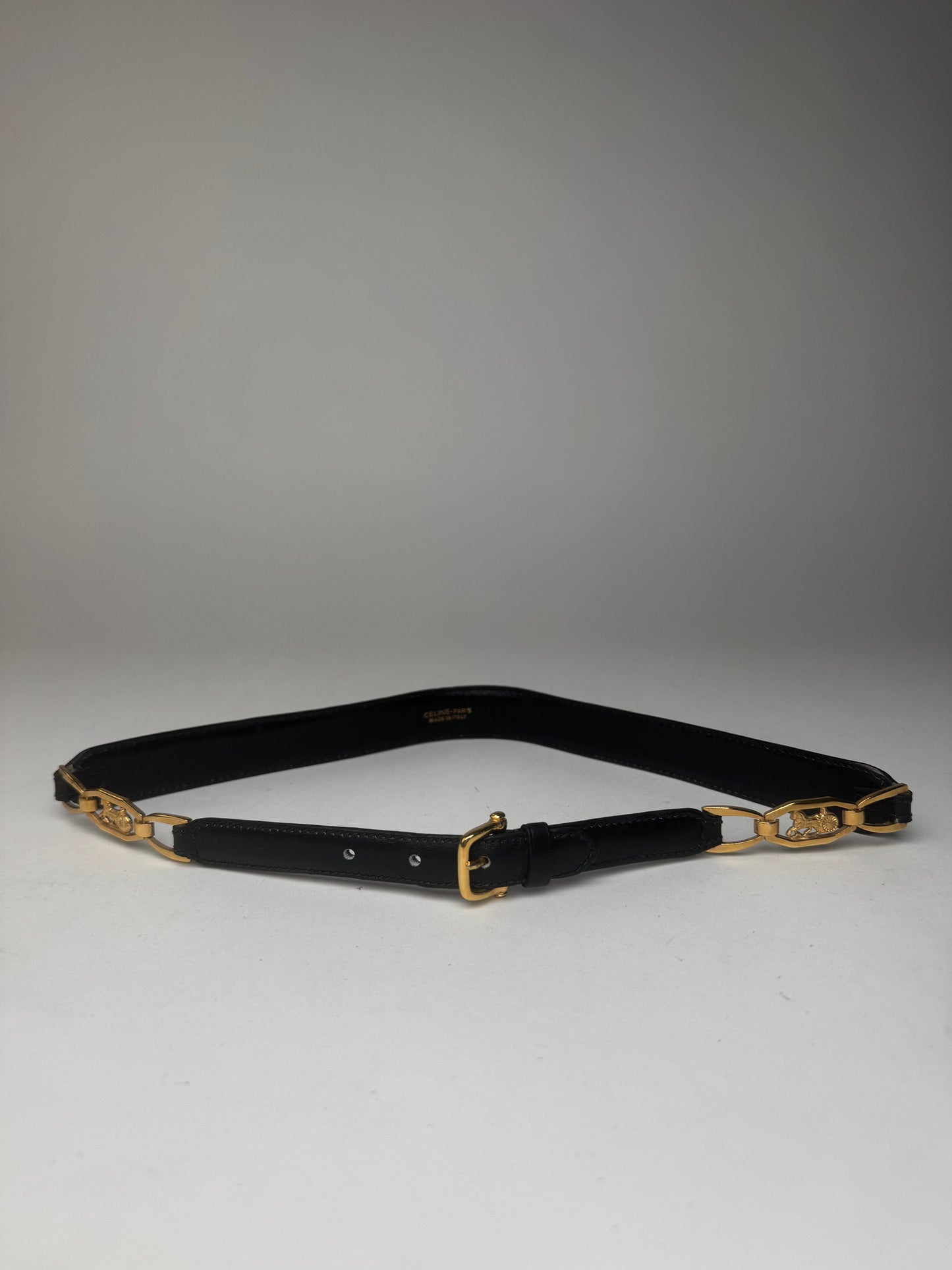Vintage Celine Leather belt black golden