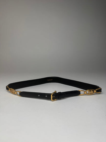 Vintage Celine Leather belt black golden