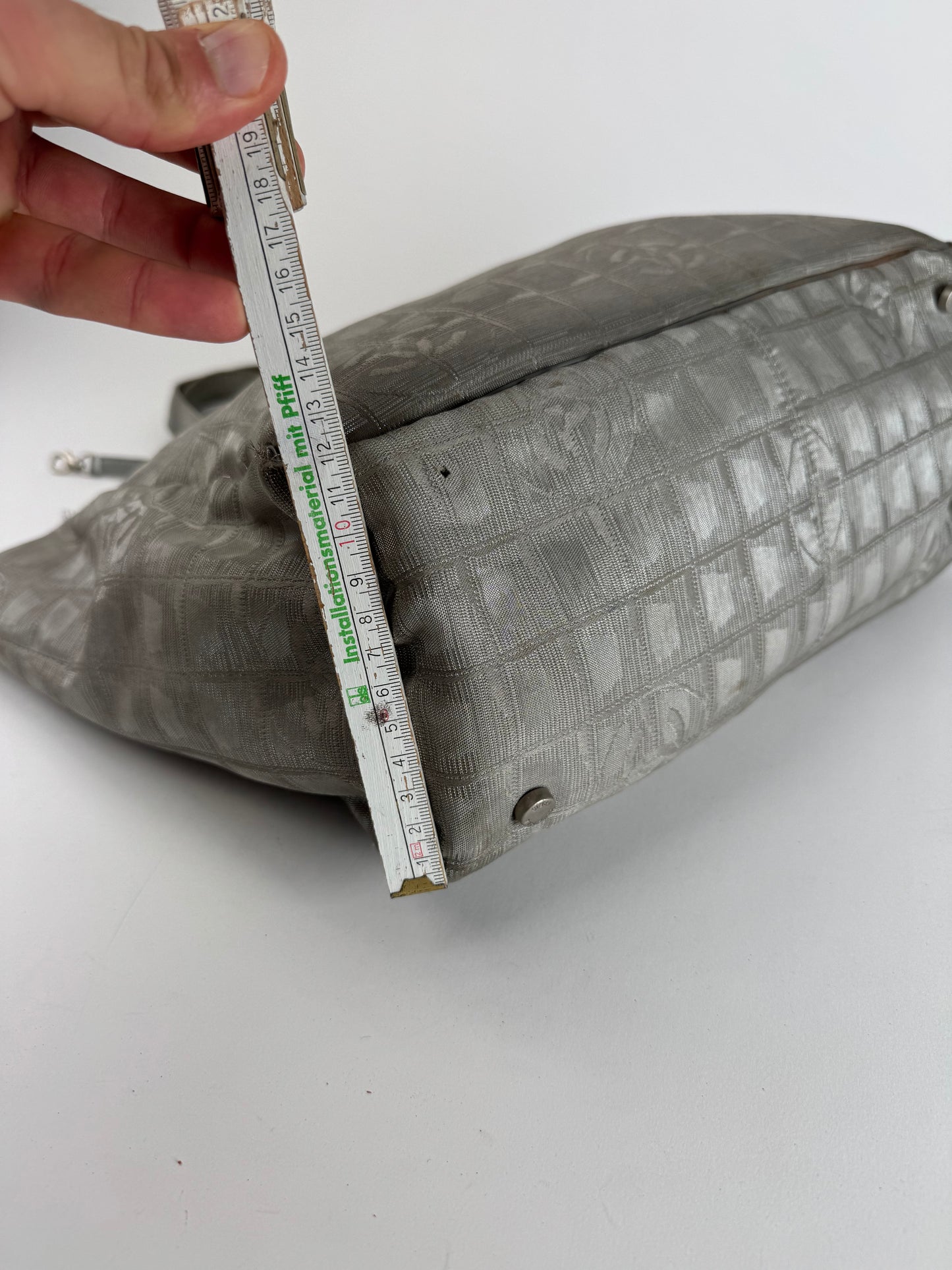 Vintage Chanel New Travel Line monogram Tote bag Silver