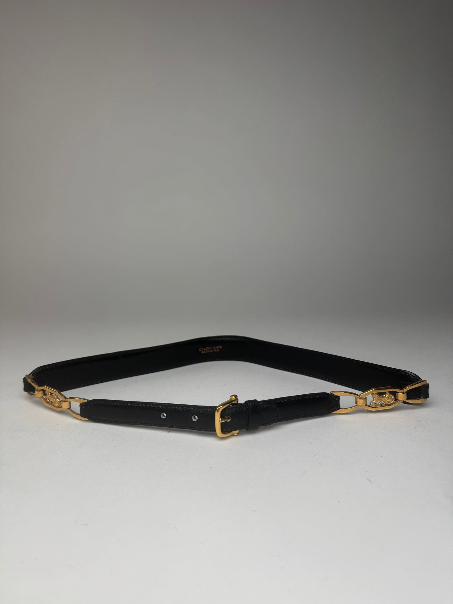 Vintage Celine Leather belt black golden