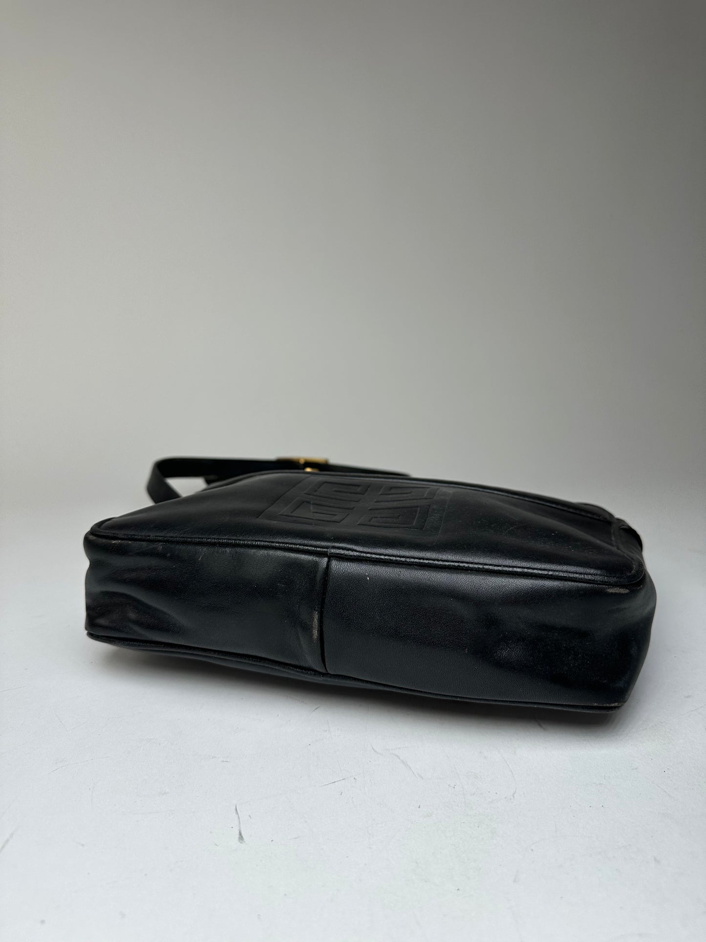 Vintage Givenchy Leather Shoulder Bag Black